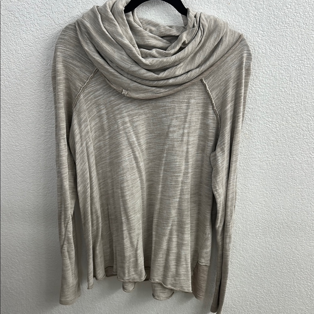 Free People Beach Cozy Beige Cowl Neck Sweater